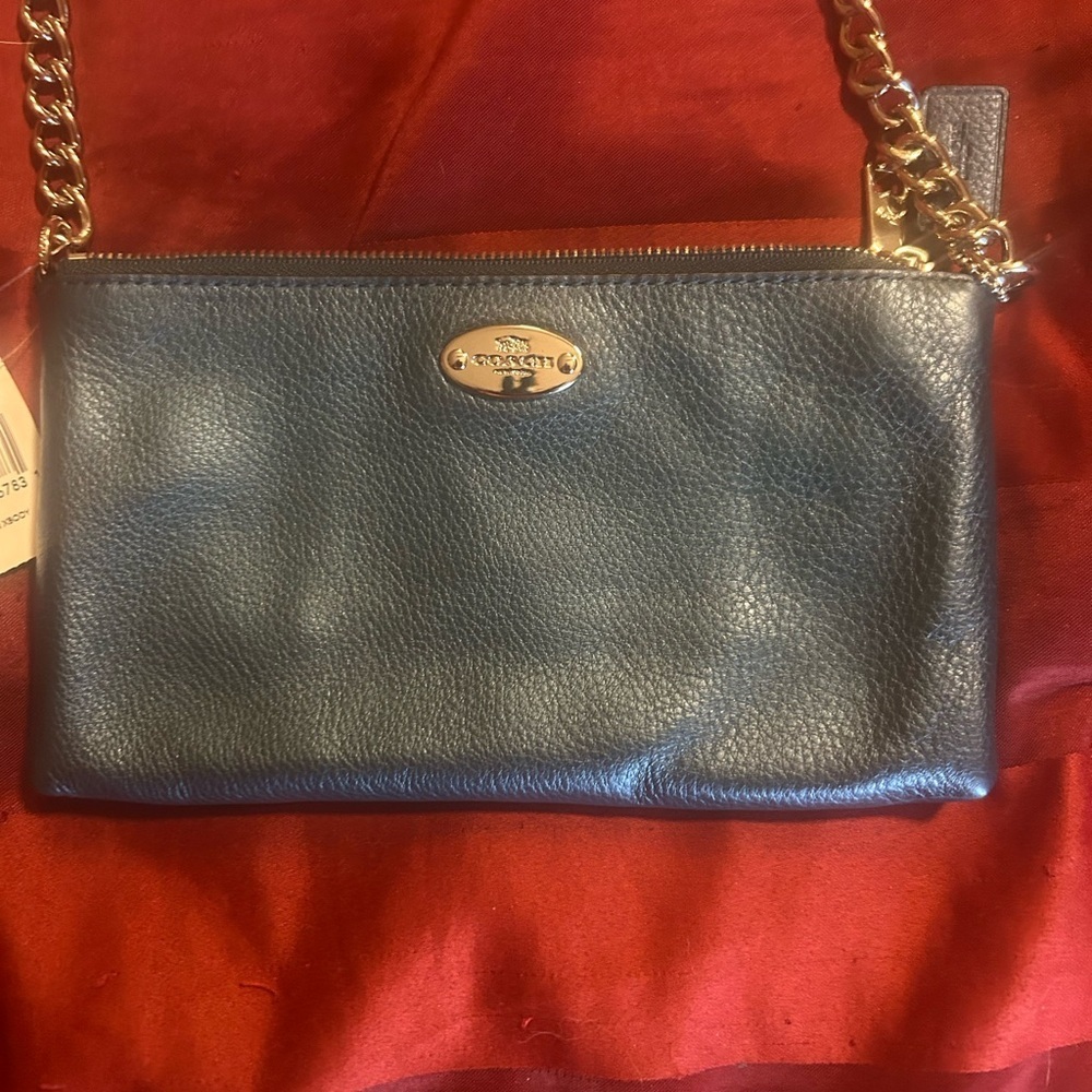 Coach Quinn  Blue pebble  Leather Crossbody Bag - Picture 2 of 12